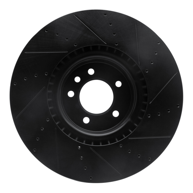 Land Rover Defender 110 Brake Rotor (1) - Front Left - R1 Concepts - Drilled & Slotted - Black - `18-`25